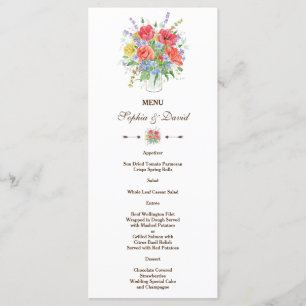 Rustic Watercolour Meadow Wild Flowers Menu