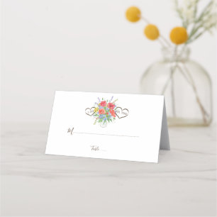 Rustic Watercolour Wild Flowers Wedding Place Card