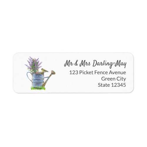 Rustic Watering Can and Lavender Return Address Label