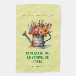 Rustic Watering Can Bouquet Customizable Address Garden Flag