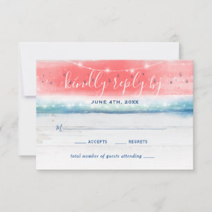 Rustic Watermelon Elegant Watercolor Wedding RSVP Card
