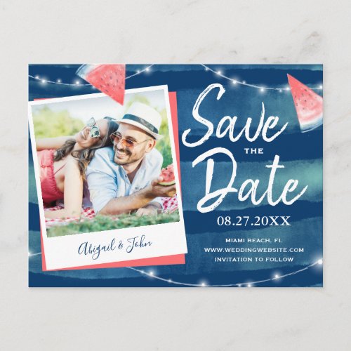 Rustic Watermelon Photo Save the Date Invitations