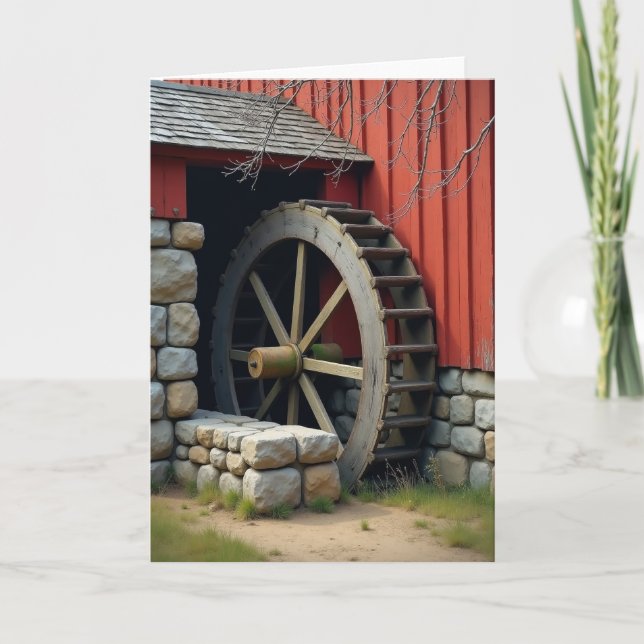 Rustic Waterwheel Birthday Card (Front)