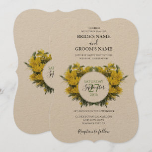 Rustic Wattle Acacia Wedding Invitations