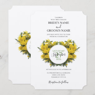 Rustic Wattle Acacia Wedding Invitations