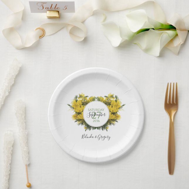 Rustic Wattle Acacia Wedding  Paper Plates (Wedding)