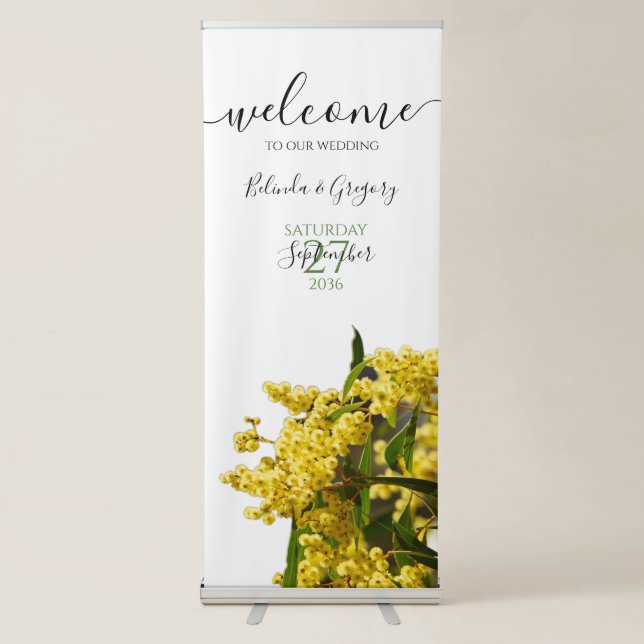 Rustic Wattle Acacia Wedding Welcome Sign (Front)