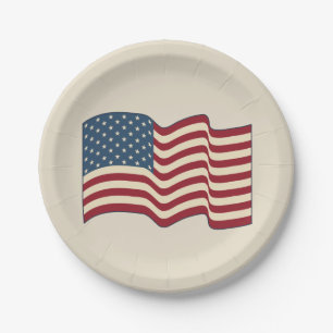 Rustic Waving American Flag Paper Plates