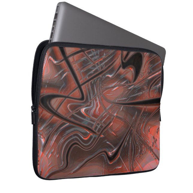 Rustic wavy strokes with smoke shadow on hollow    laptop sleeve (Front Right)
