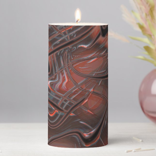 Rustic wavy strokes with smoke shadow on hollow    pillar candle (In Situ)