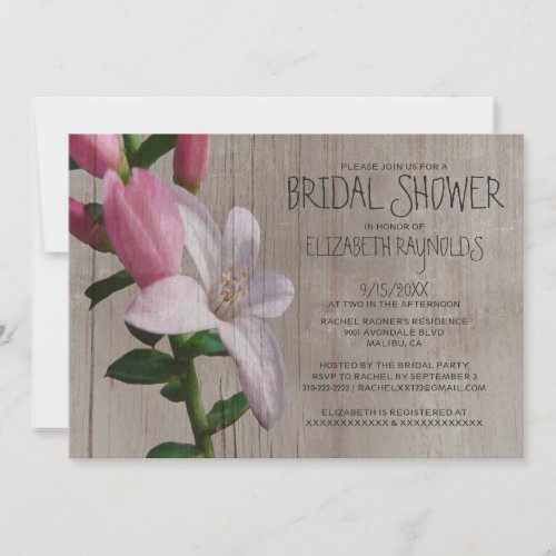 Rustic Waxflower Bridal Shower Invitations