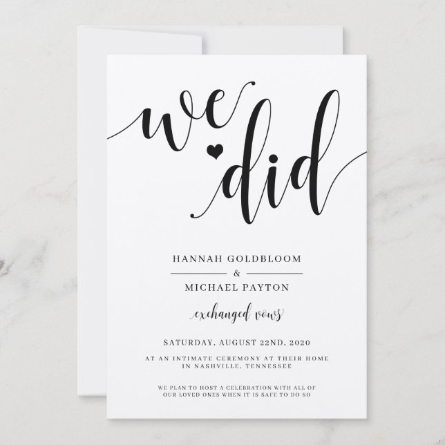 Rustic We Did Wedding Announcement (Front)