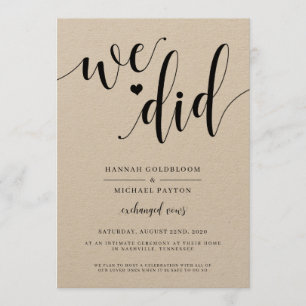 Rustic We Did Wedding Announcement