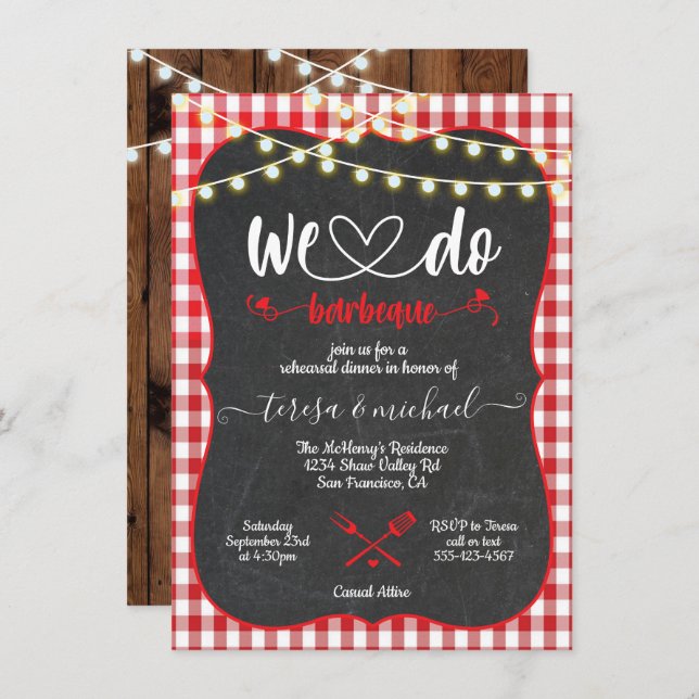 Rustic We do Barbecue Engagement invitations (Front/Back)