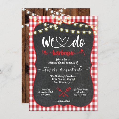 Rustic We do Barbecue Engagement invitations