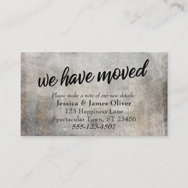 Rustic "We Have Moved" Insert Card in Neutral Hues (Front)