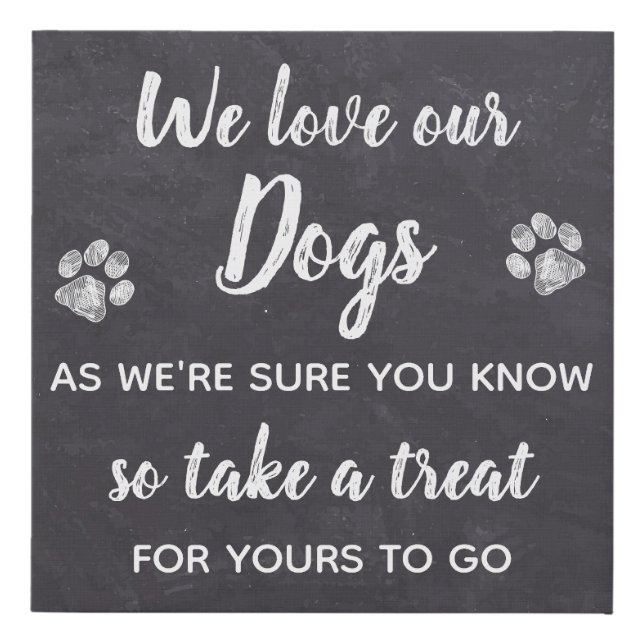 Rustic We Love Our Dog Biscuit Treat Wedding Favor Faux Canvas Print (Front)