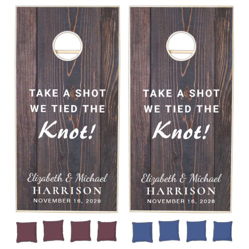 Rustic We Tied The Knot Wedding Cornhole Set