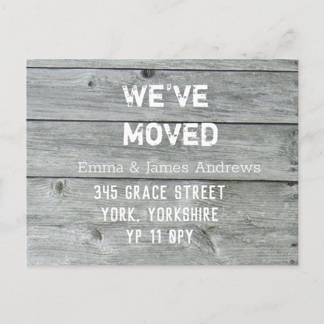 Rustic We’ve Moved New Address White Announcement Postcard (Front)