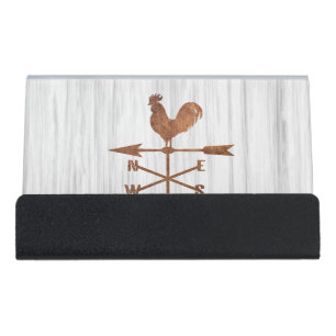 Rustic Weather Vane (Brown) Desk Business Card Holder