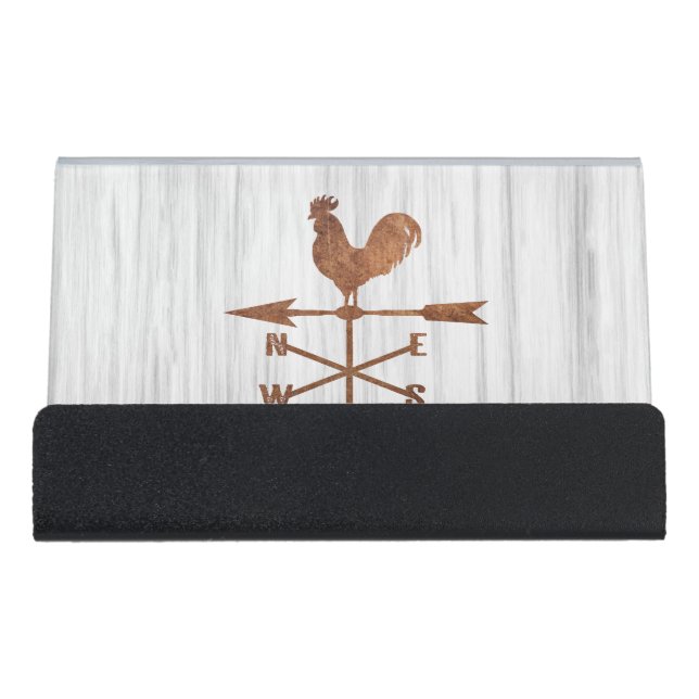 Rustic Weather Vane  (Brown) Desk Business Card Holder (Front)
