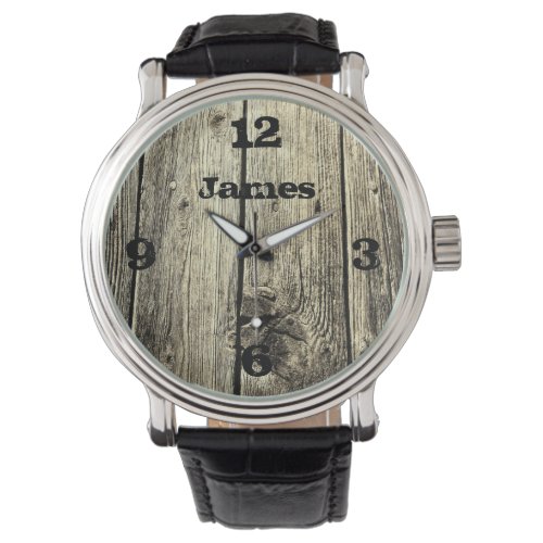Rustic Weathered Barn Wood Add Your Name Watch
