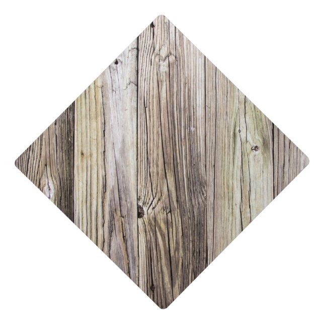 Rustic Weathered Boards with Natural Wood Grain Graduation Cap Topper (Front)