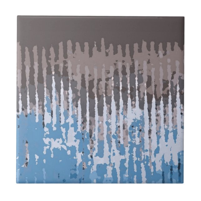 Rustic Weathered/ Brown Blue Design Ceramic Tile (Front)