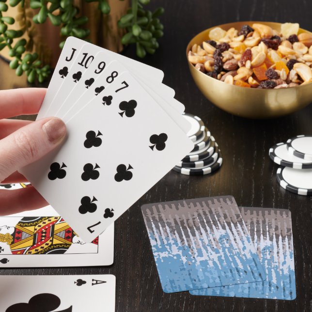 Rustic Weathered/ Brown Blue Design Poker Cards (In Situ)