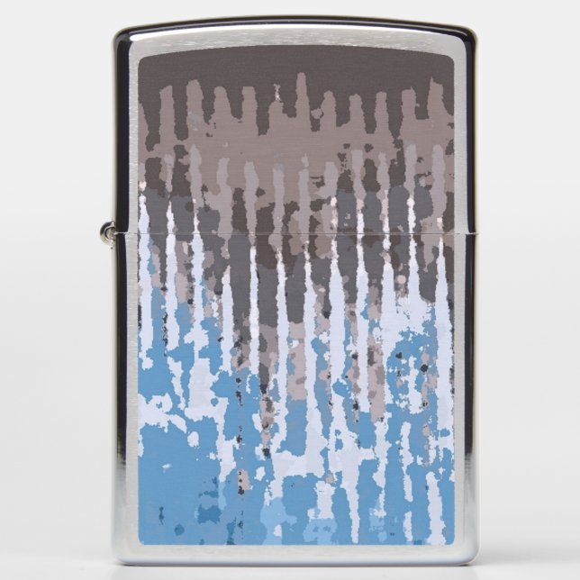 Rustic Weathered Brown Blue USB Wooden Flash Drive Zippo Lighter (Front)