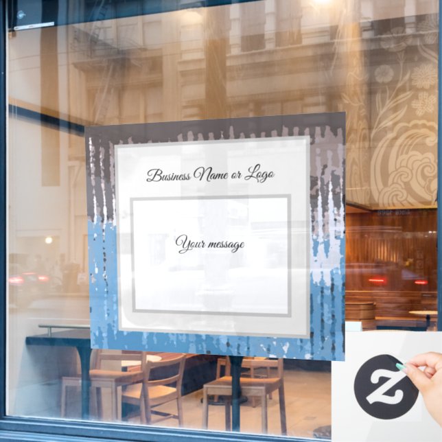 Rustic Weathered/ Brown Blue Window Cling (Cafe Window)