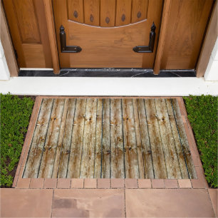 Rustic Weathered Brown Wood Plank Seamless Pattern Doormat