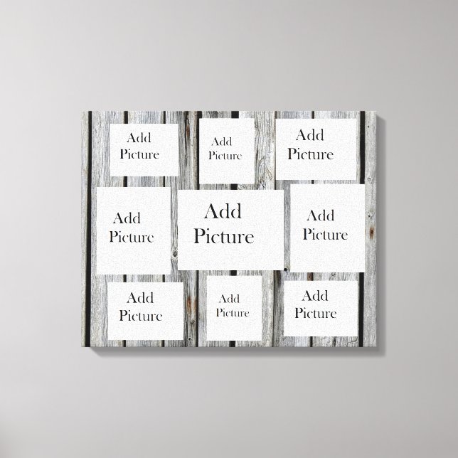 Rustic Weathered Distressed Wood Photo Collage Canvas Print (Front)