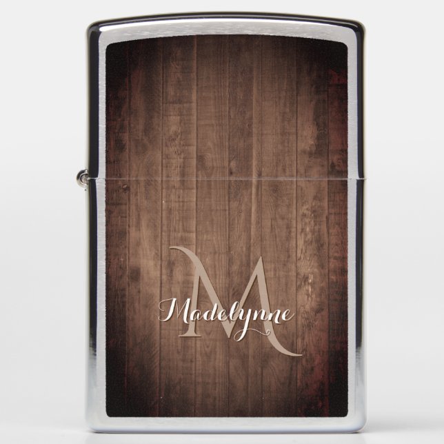 Rustic Weathered Girly Monogram Zippo Lighter (Front)