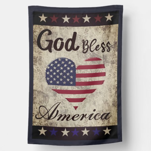 Rustic Weathered God Bless America Heart Flag 
