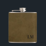 Rustic Weathered Leather Look Wedding Monogram Flask<br><div class="desc">This simple rustic monogram design is classic. This flask makes a great gift for your special occasion.</div>