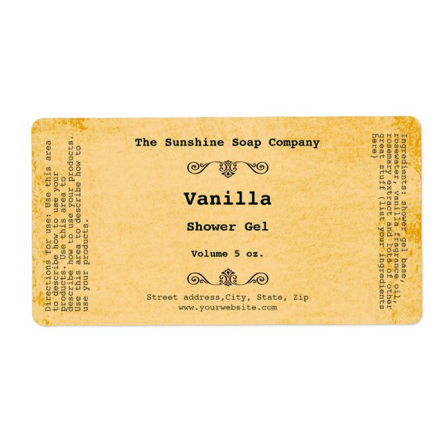 Rustic weathered paper style cosmetic label - 2 (Front)