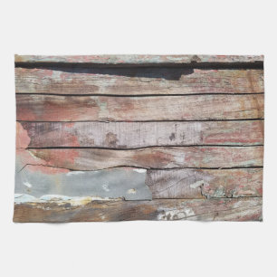 Rustic Weathered Sailboat Wood Planks Nautical Kitchen Towel