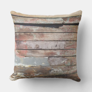 Rustic Weathered Sailboat Wood Planks Nautical Outdoor Pillow