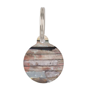 Rustic Weathered Sailboat Wood Planks Nautical Pet ID Tag