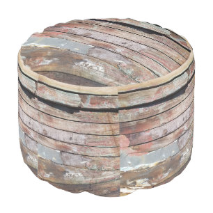 Rustic Weathered Sailboat Wood Planks Nautical Pouf