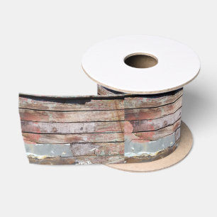 Rustic Weathered Sailboat Wood Planks Nautical Satin Ribbon