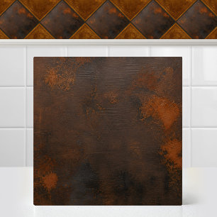 Rustic Weathered Steel Oxidized Copper Texture Ceramic Tile