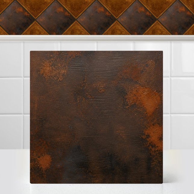 Rustic Weathered Steel Oxidized Copper Texture Ceramic Tile (Rustic Weathered Steel Oxidized Copper Texture Ceramic Tile)