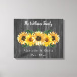 Rustic Weathered Sunflower Wedding Canvas Print<br><div class="desc">Personalize a unique gift for the Bride and Groom with this Rustic Weathered Sunflower Wedding Canvas Print. Canvas print design features a rustic wooden background with an elegant bouquet of sunflowers. Personalize with the groom and bride's first and last names along with the wedding year. Additional wedding stationery available with...</div>