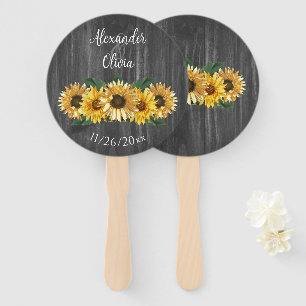 Rustic Weathered Sunflower Wedding Favor Hand Fan