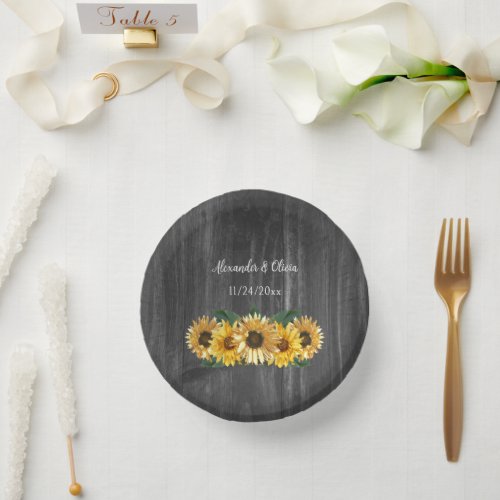 Rustic Weathered Sunflower Wedding Paper Bowls