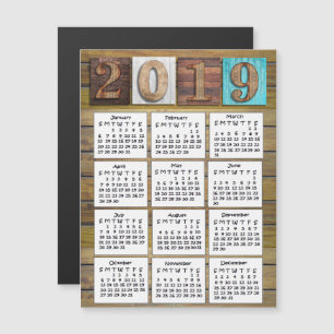 Rustic Weathered Wood 2019 Calendar Magnetic Invitation
