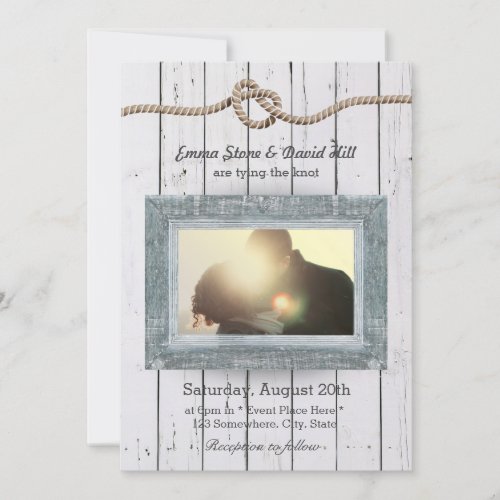 Rustic Weathered Wood Background Photo Wedding 5x7 Paper Invitation Card
