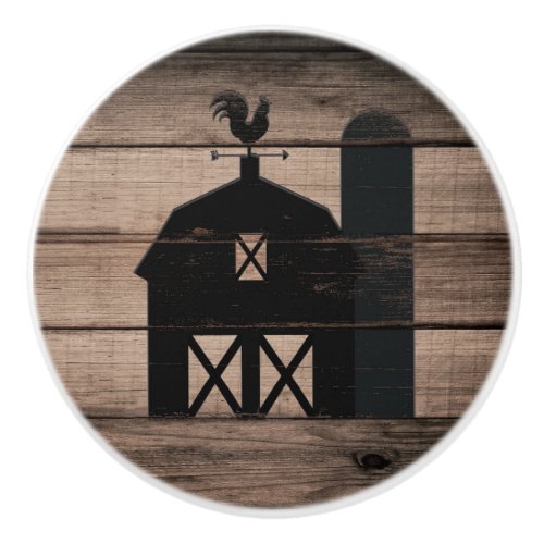 Rustic Weathered Wood Black Barn Country Ceramic Knob